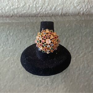 Vintage Multicolor Gemstone Cluster Ring